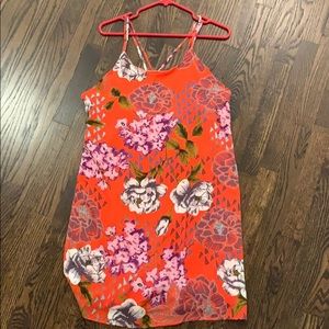 Floral red dress with cross back